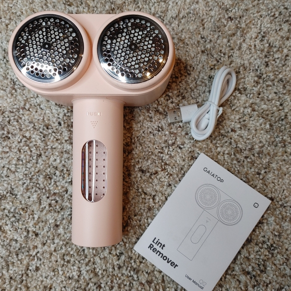 NEW Dual Head Electric Lint Remover Fabric Shaver, Pink - Picture 2 of 14